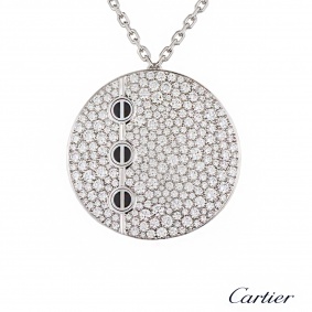 Cartier 18k White Gold Pave Diamond Love Pendant